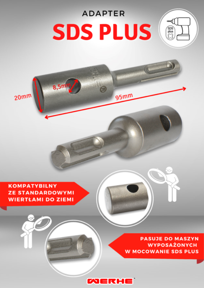 Adapter do świdra SDS PLUS