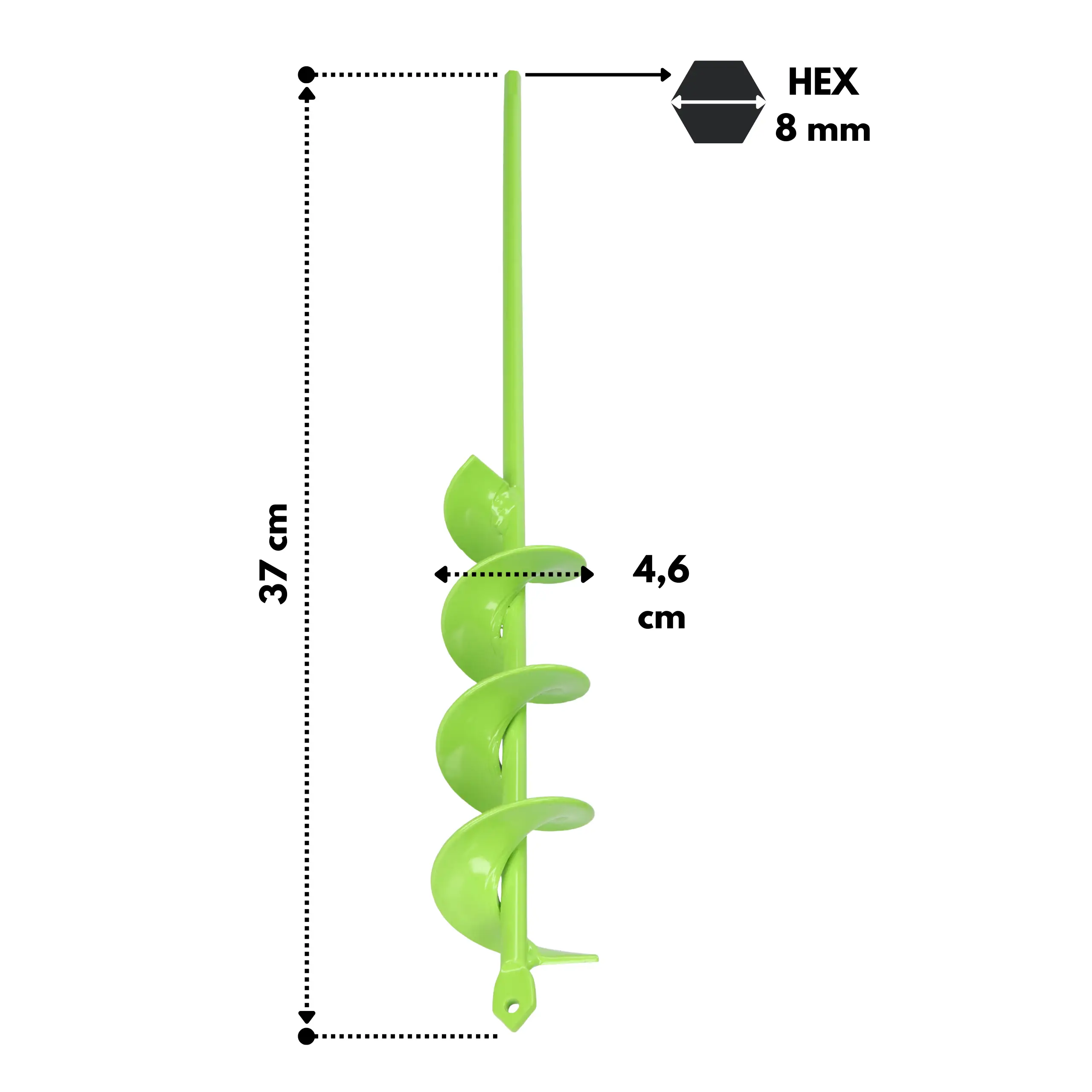 Świder do gleby 46x370 mm - wąskie otwory pod rośliny, słupki i instalacje - obrazek 7