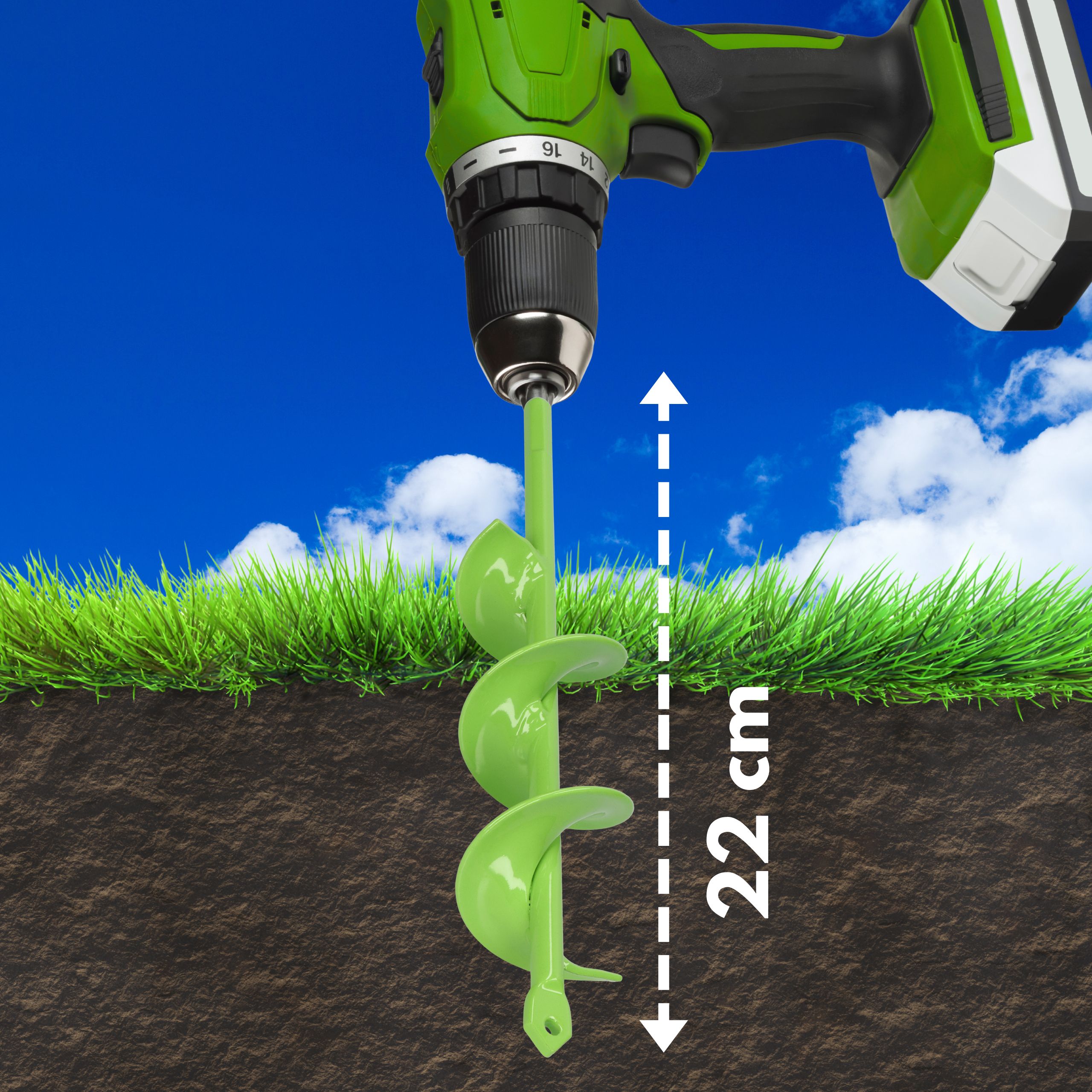 Świder do gleby 60x220 mm - wąskie otwory pod rośliny, słupki i instalacje - obrazek 6