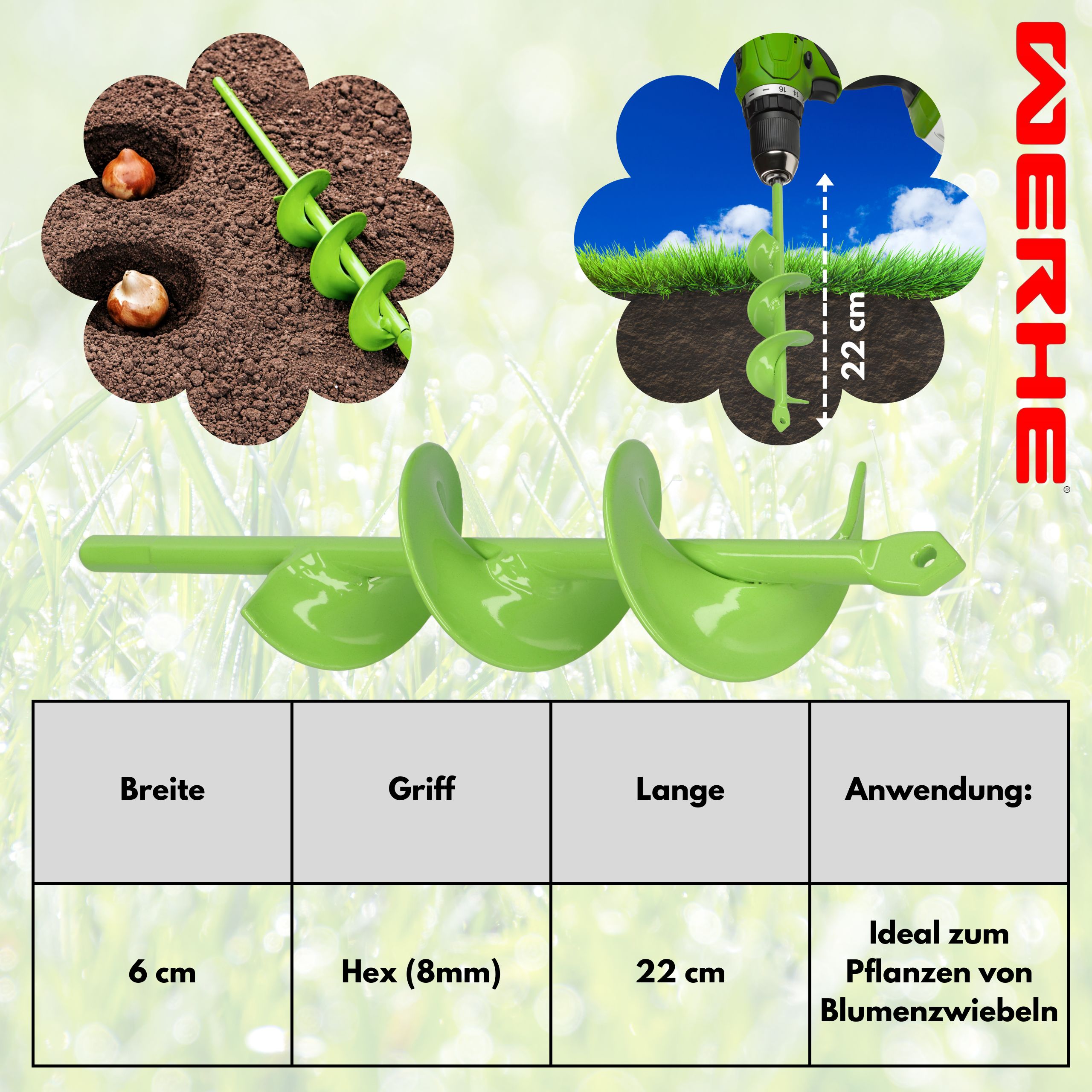 Świder do gleby 60x220 mm - wąskie otwory pod rośliny, słupki i instalacje - obrazek 8