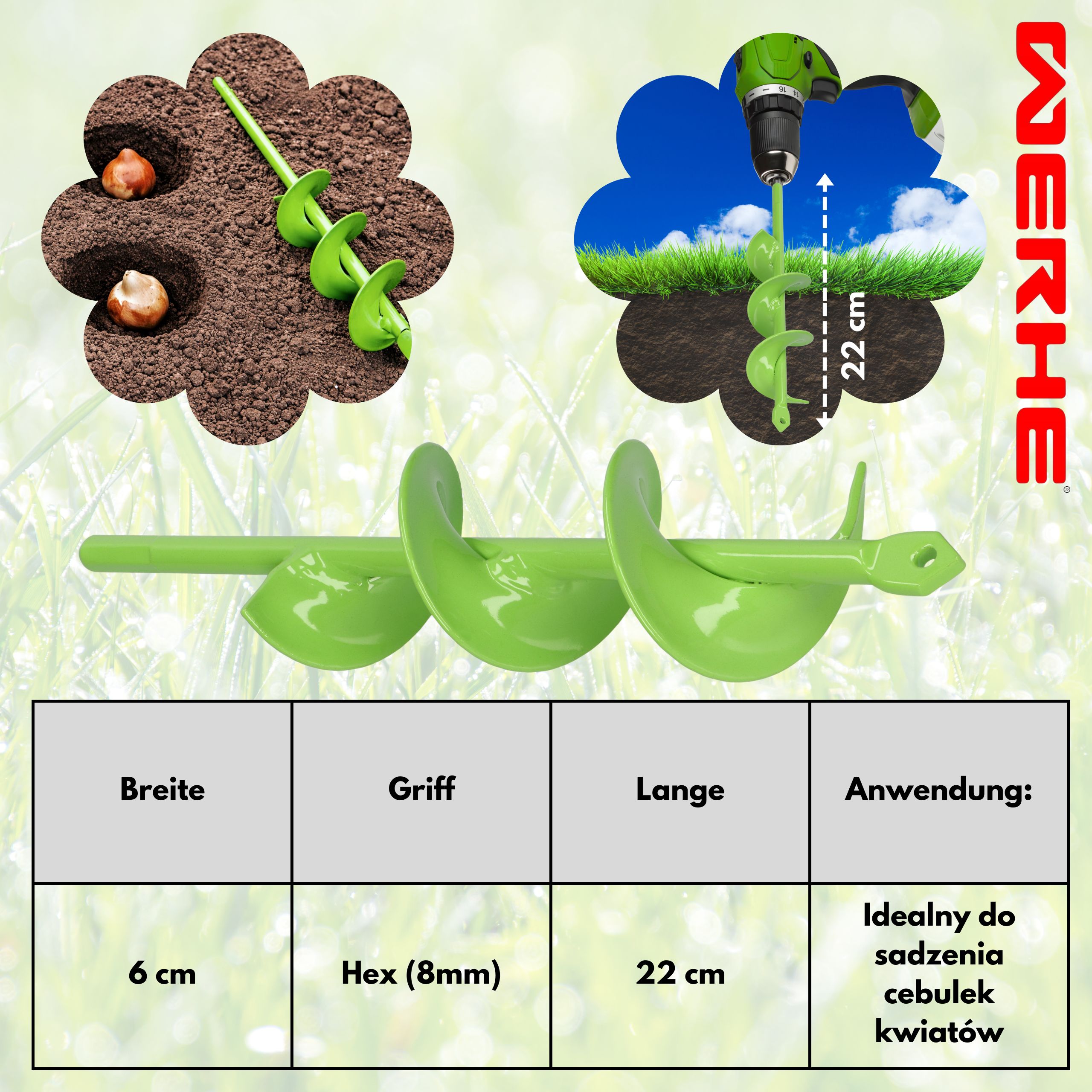 Świder do gleby 60x220 mm - wąskie otwory pod rośliny, słupki i instalacje - obrazek 9