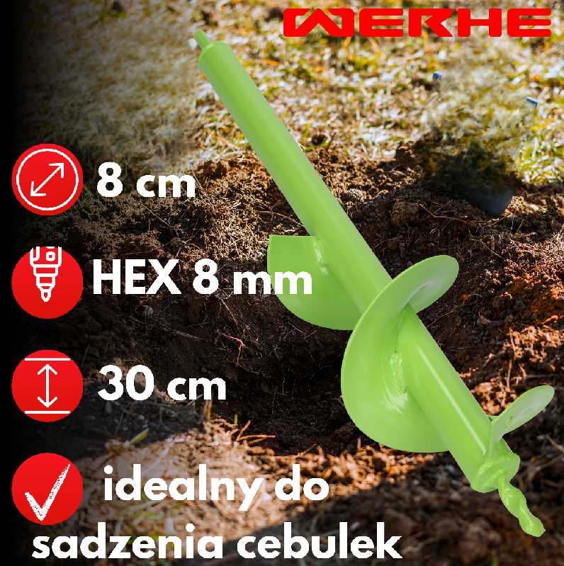 Świder do ziemi 80x300 mm do wkrętarki – sadzenie, drenaż i montaż w ogrodzie - obrazek 8