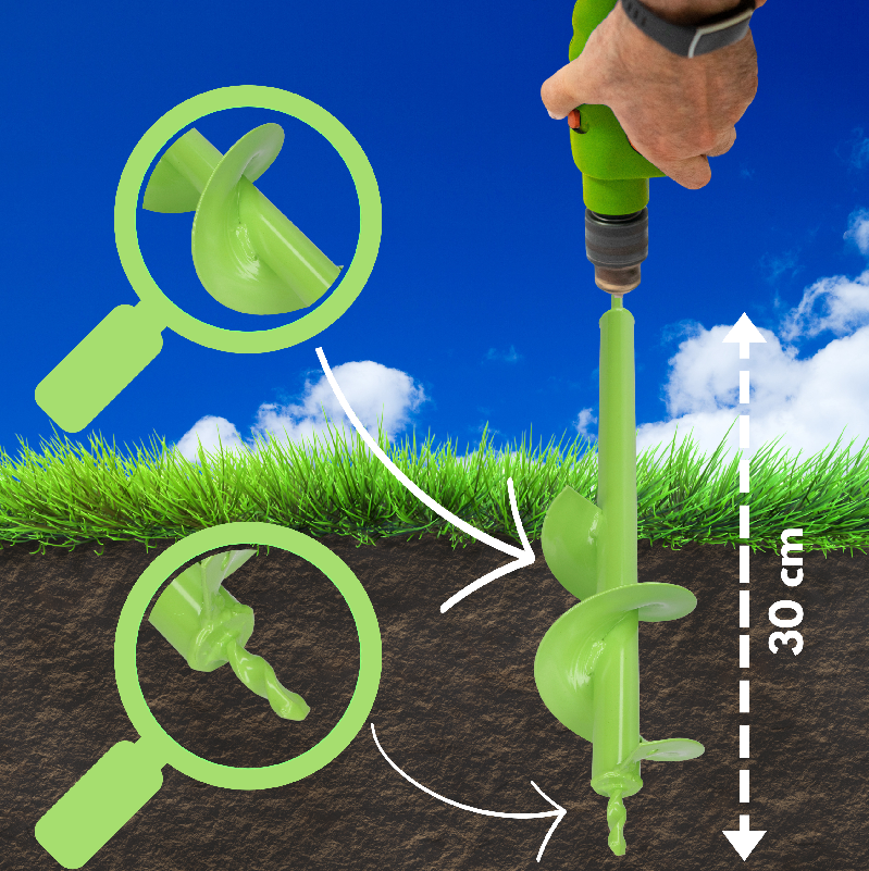 Świder do ziemi 80x300 mm do wkrętarki – sadzenie, drenaż i montaż w ogrodzie - obrazek 5