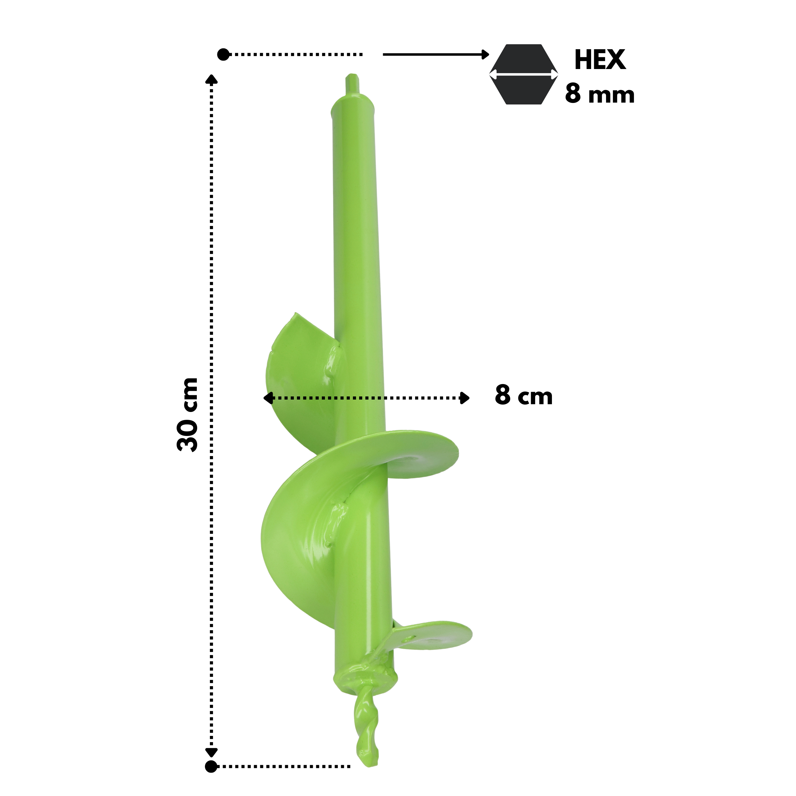 Świder do ziemi 80x300 mm do wkrętarki – sadzenie, drenaż i montaż w ogrodzie - obrazek 3